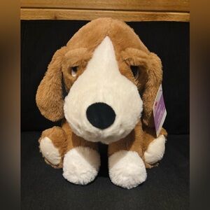 Way to Celebrate! Medium Dog Plush, Brown and White, Stuffed Animal, 12”.